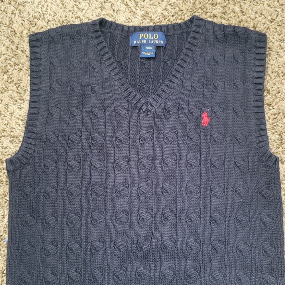 Polo Ralph Lauren- Boy's Navy Blue sweater Vest- size small (8) - Picture 2 of 5